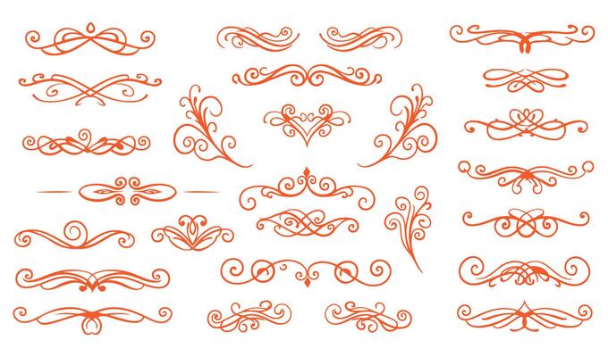 Artistic Leaf and Swirl Ornament Set for Sophisticated and Timeless Designs