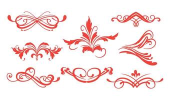 Artistic Swirl Ornament Set Featuring Leaf and Floral Motifs for Sophisticated Projects vector