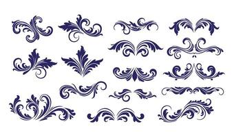 Sophisticated Leaf Swirl Ornament Set for Luxurious and Refined Designs vector