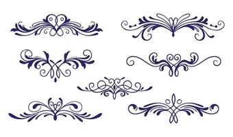 Sophisticated Leaf Swirl Ornament Set Ideal for Stylish and Decorative Creations vector