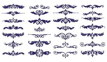 Timeless Leaf Swirl Ornament Set Featuring Ornamental Floral Patterns vector