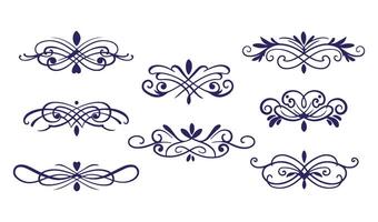 Artistic Floral Swirl Ornament Set Featuring Elegant Leaf Motifs for Creative Designs vector