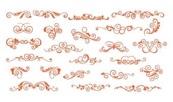 Sophisticated Leaf Swirl Ornament Set Perfect for Creative Design Projects vector
