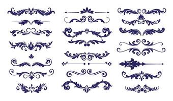 Sophisticated Leaf Swirl Ornament Set with Decorative Floral Patterns vector