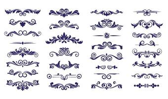 Intricate Swirl Ornament Set with Ornamental Leaf and Floral Patterns vector