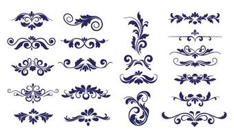 Elegant Leaf and Swirl Ornament Set for Decorative and Creative Projects vector