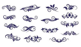 Timeless Leaf and Floral Swirl Ornament Set for Elegant and Refined Projects vector