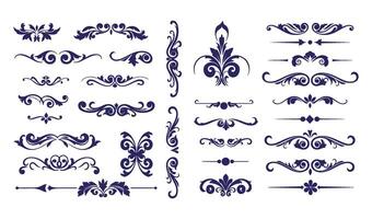 Decorative Floral Swirl Ornament Set with Leaf Patterns for Stylish Designs vector