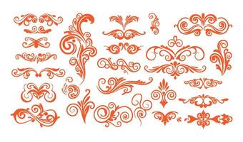 Artistic Swirl Ornament Set with Timeless Leaf and Floral Details vector