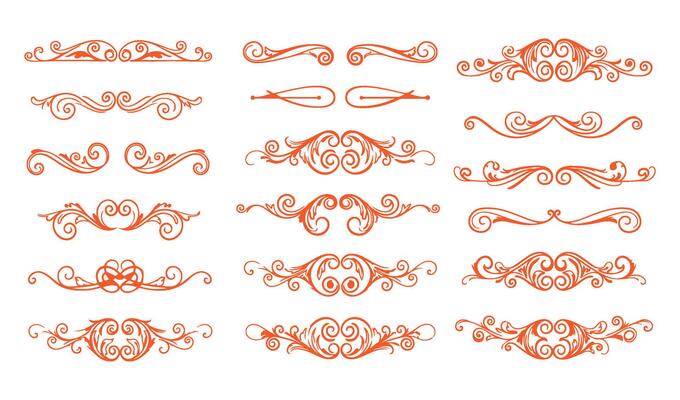 Elegant Leaf Swirl Ornament Set Featuring Ornamental Floral Patterns
