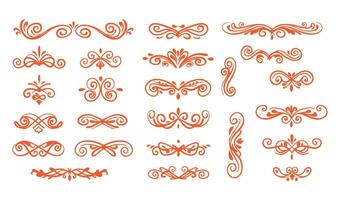 Decorative Leaf Swirl Ornament Set for Stylish Artwork and Creative Projects vector