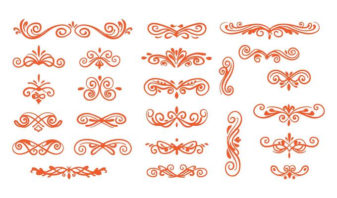 Decorative Leaf Swirl Ornament Set for Stylish Artwork and Creative Projects