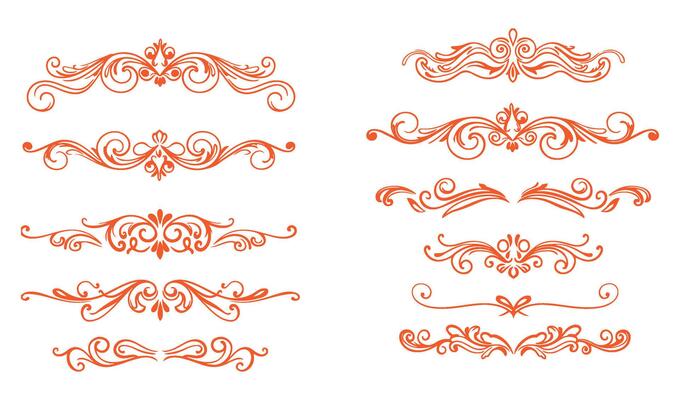 Decorative Leaf and Swirl Ornament Set for Timeless Branding and Invitations