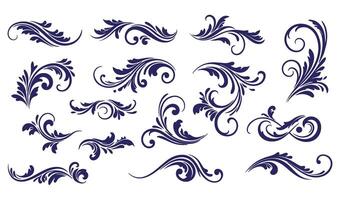 Leaf-Inspired Swirl Ornament Set Perfect for Elegant Invitations and Stationery vector