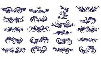 Refined Swirl Ornament Set with Leaf and Floral Patterns for Stylish Creations vector