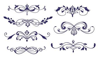 Artistic Floral Ornament Set with Ornamental Leaf Swirl Patterns for Stylish Designs vector
