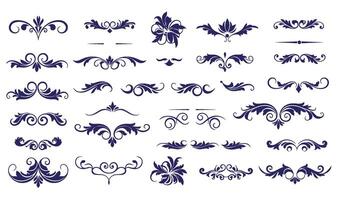 Artistic Leaf Swirl Ornament Set with Elegant Floral Patterns for Creative Artwork vector