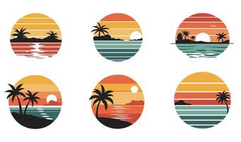 Classic Horizon Sunset Set with Retro Gradient Tones vector