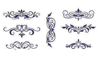 Refined Leaf Swirl Ornament Set Ideal for Luxurious Invitations and Branding vector