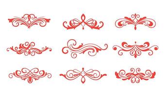 Sophisticated Floral Swirl Ornament Set with Ornamental Leaf Patterns vector