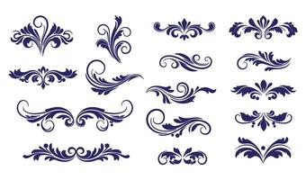 Artistic Floral Ornament Set with Elegant Swirl and Leaf Patterns vector