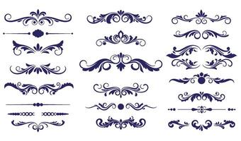 Artistic Swirl Ornament Set with Leaf Motifs for Timeless Decorative Appeal vector