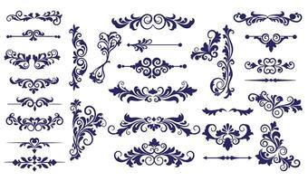 Refined Leaf Swirl Ornament Set for Sophisticated and Creative Design Projects vector
