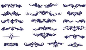 Artistic Leaf Swirl Ornament Set Featuring Sophisticated Floral Patterns vector