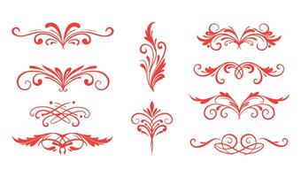 Artistic Swirl Ornament Set with Intricate Leaf and Floral Patterns vector