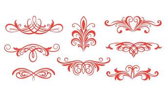 Artistic Swirl Ornament Set with Intricate Leaf and Floral Details vector
