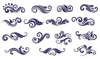 Elegant Floral and Swirl Ornament Set with Timeless Leaf Motifs vector