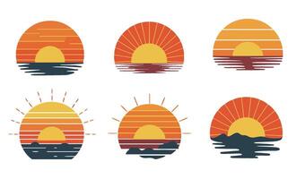 Gradient Sunset Set with Vintage Aesthetic Vibes vector