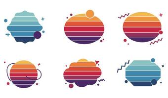 Retro Inspired Horizon Sunset Set with 80s Colors for Unique Design Concepts vector