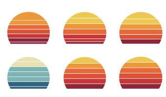 Nostalgic 80s Vintage Sunset Set for Design Projects with Coastal and Tropical Themes vector