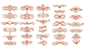 Ornamental Leaf Swirl Ornament Set Ideal for Elegant Invitations and Branding vector
