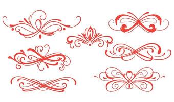 Timeless Swirl Ornament Set Featuring Decorative Leaf and Floral Motifs vector