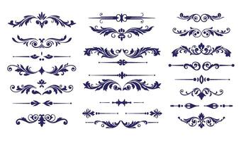 Elegant Swirl Ornament Set with Decorative Floral and Leaf Patterns vector