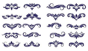Sophisticated Floral Ornament Set with Leaf and Swirl Patterns for Timeless Designs vector