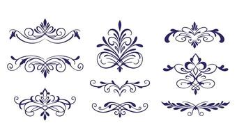 Decorative Swirl Ornament Set with Floral and Leaf Patterns for Luxurious Designs vector