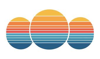 Vibrant Retro Sunset Set with 80s Aesthetic for Digital and Print Design Projects vector