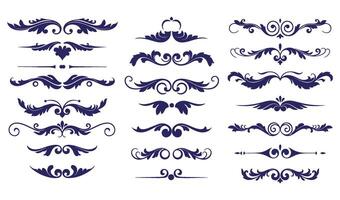 Ornamental Leaf Swirl Set with Intricate Floral Patterns for Creative Designs vector