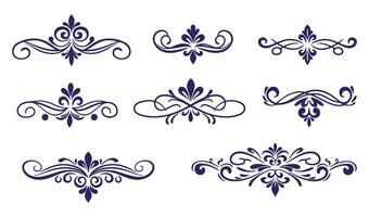 Refined Floral Ornament Set Featuring Intricate Swirl and Leaf Patterns vector
