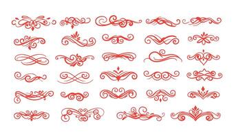 Decorative Leaf Swirl Ornament Set for Refined and Creative Projects vector