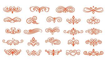 Intricate Floral Swirl Ornament Set Featuring Decorative Leaf Patterns vector