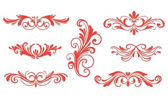 Decorative Leaf Swirl Ornament Set for Timeless Branding and Invitations vector