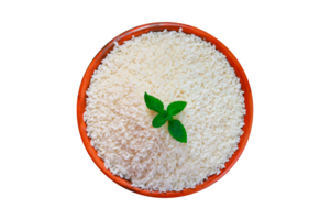 Rice in a bowl on a clay bowl on a Transparent background png
