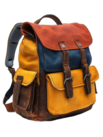 A colorful, stylish backpack featuring multiple pockets and a flap closure for everyday use. png
