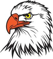 This artwork features a striking eagle head with a focus on its fierce gaze and detailed feathers. The design highlights the elegance and power of this bird of prey. vector