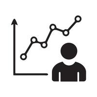 Person with upward trend graph, signifying growth. vector