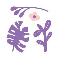 Lush purple jungle leaves in a vibrant and modern design. Unique and bold botanical illustration for tropical, exotic, or nature-inspired projects vector